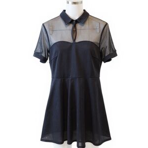 Collared/Sheer Black Mini Dress